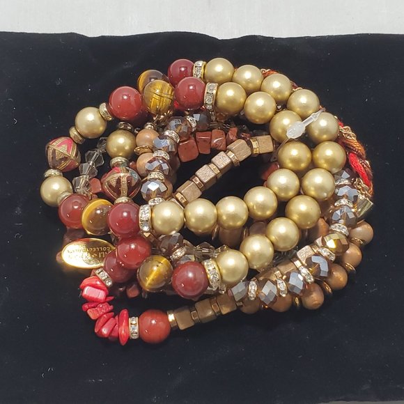 Ali khan 8pc multi color stone stretch beaded bracelet with gift box - Picture 4 of 4